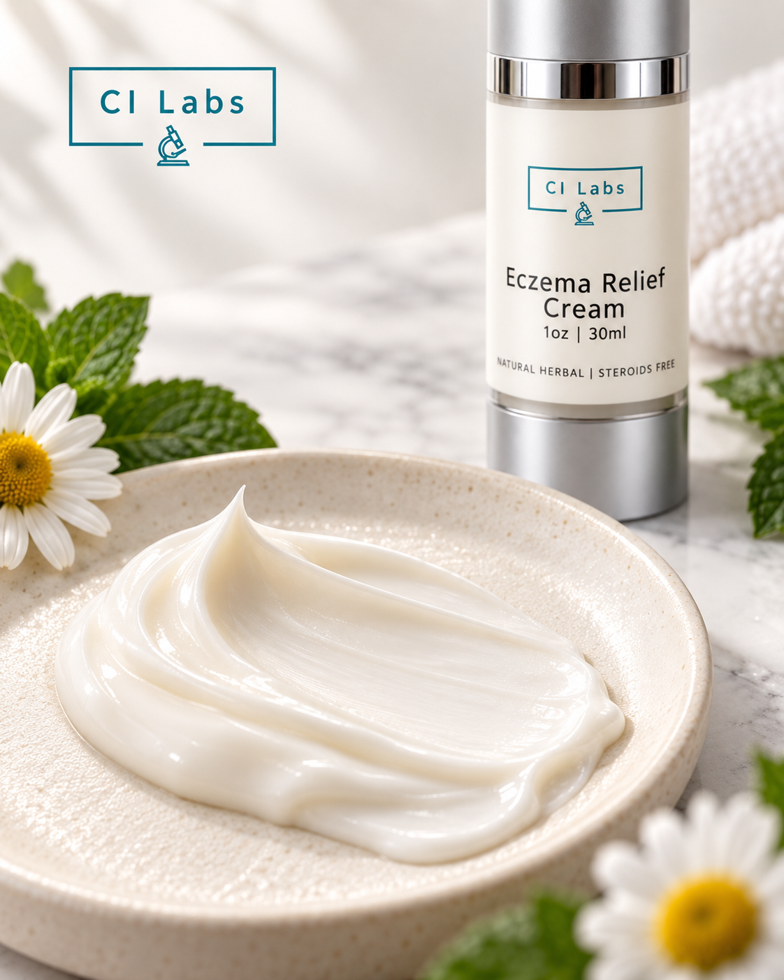 CI Labs Eczema Relief Cream – Non-Steroid TCM Treatment for Itchy, Dry, Sensitive Skin | Fast Relief | Baby & Adult Safe